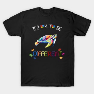 Autism Awareness Shirt It's OK to be different Colorful turtle T-Shirt